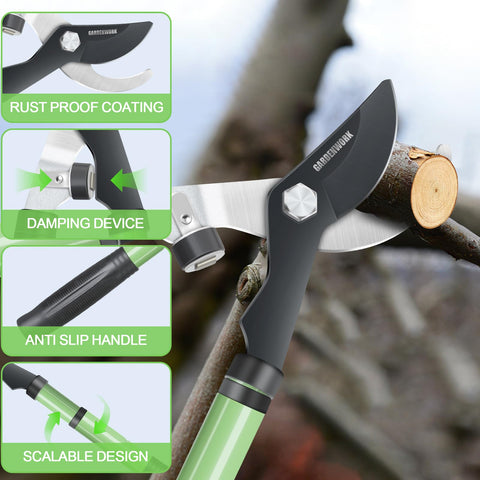 GARDENWORK Loppers teflon coating resists rust for long-lasting performance.