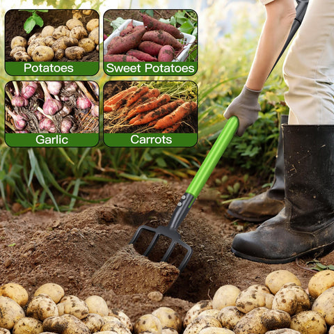 GardenWork Pitch Fork ergonomic 45-degree grip reduces hand fatigue.