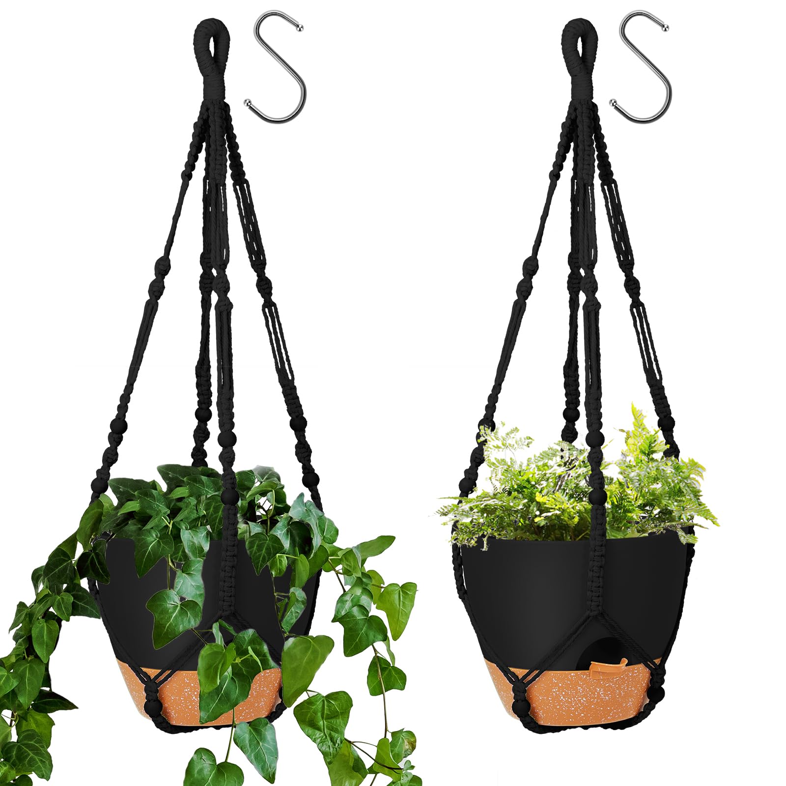 GARDIFE 10-inch hanging planter with macrame basket for stylish indoor displays.