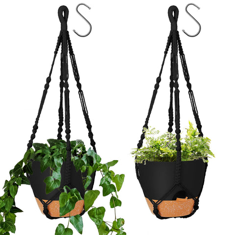 GARDIFE 10-inch hanging planter with macrame basket for stylish indoor displays.