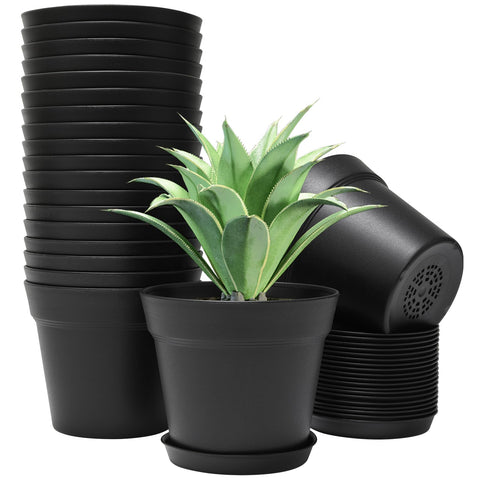 GARDIFE 20-pack 6-inch black matte round pots for versatile indoor planting.