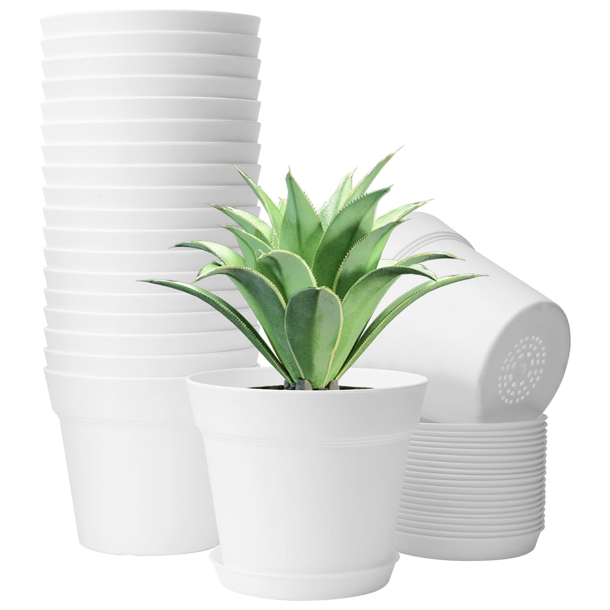 GARDIFE 6-inch white pot front view with modern matte finish for indoor plants.