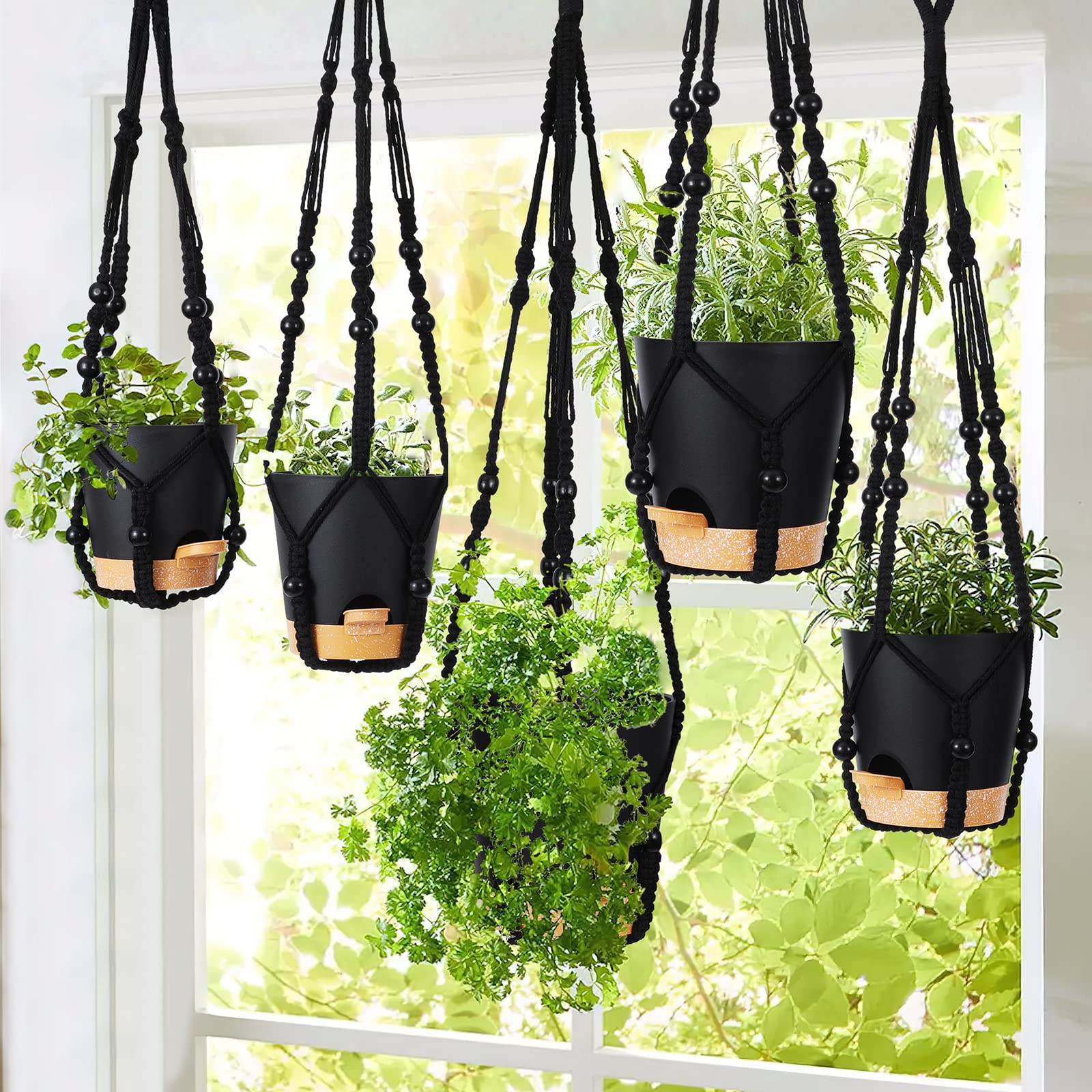 GARDIFE ivory macrame hanging planter 23-inch for versatile indoor setups.
