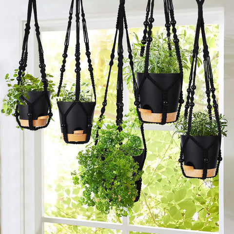 GARDIFE ivory macrame hanging planter 23-inch for versatile indoor setups.