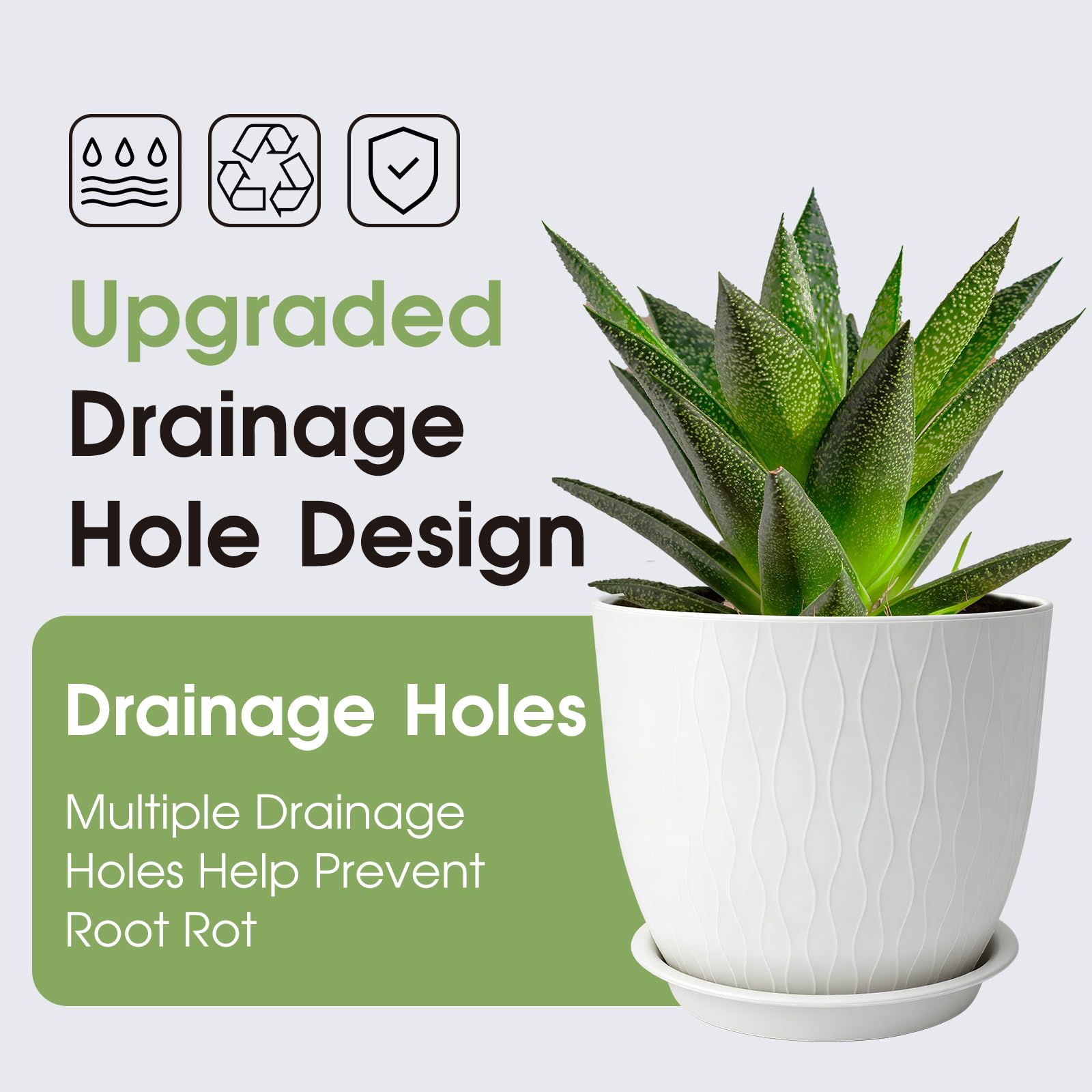 GARDIFE 7.5-inch close-up with saucer and drainage detail