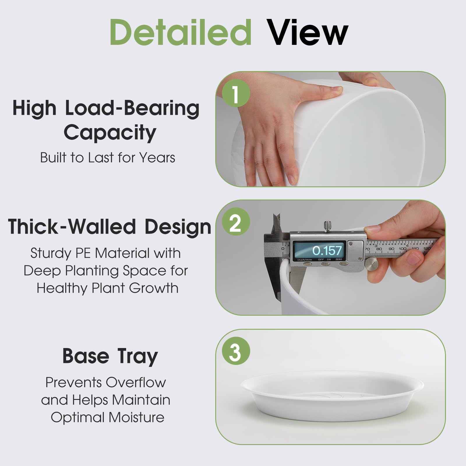 GARDIFE 8-inch plant pot top view highlighting clean white finish