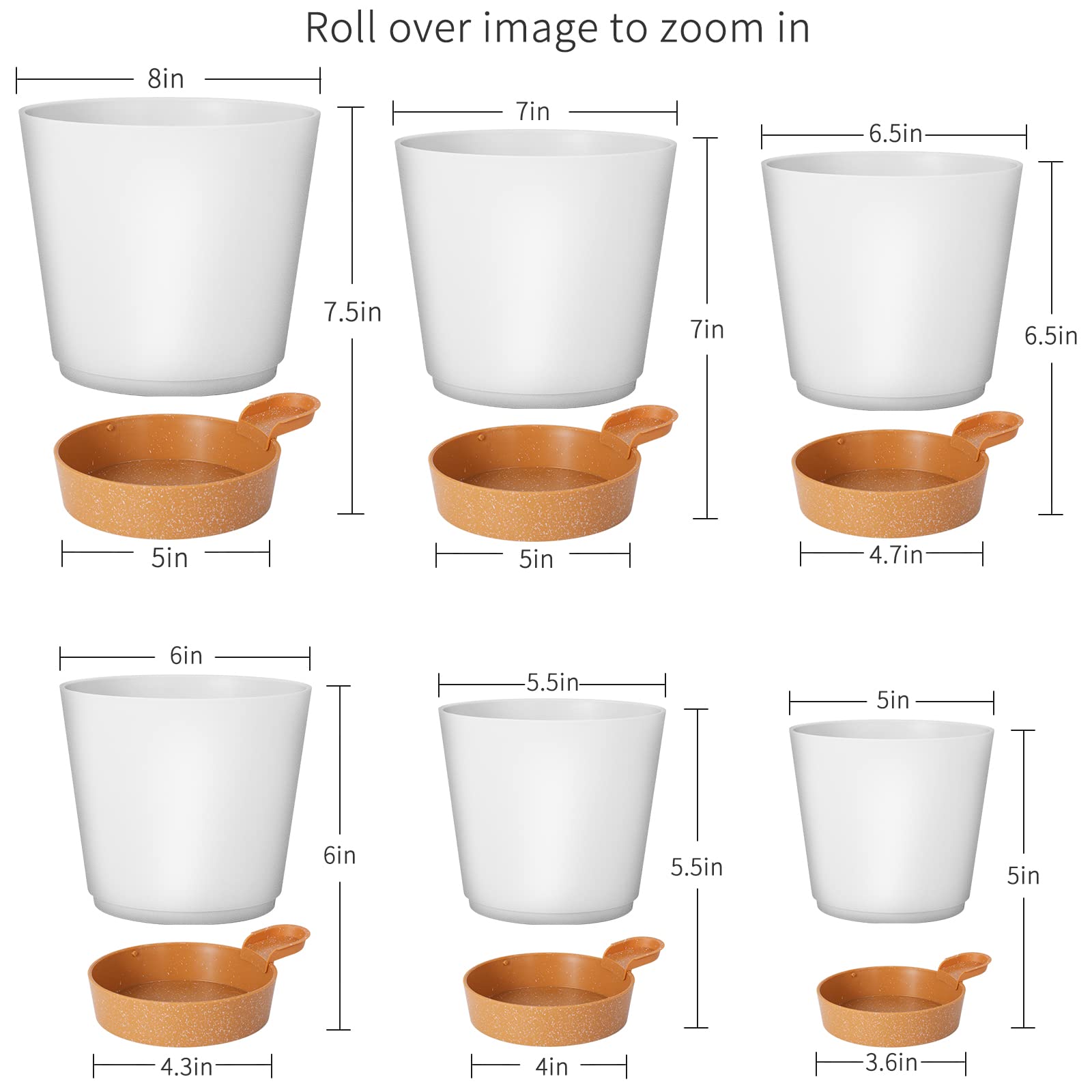GARDIFE 6-5-inch self-watering pot with reservoir and drip lip for easy moisture management.