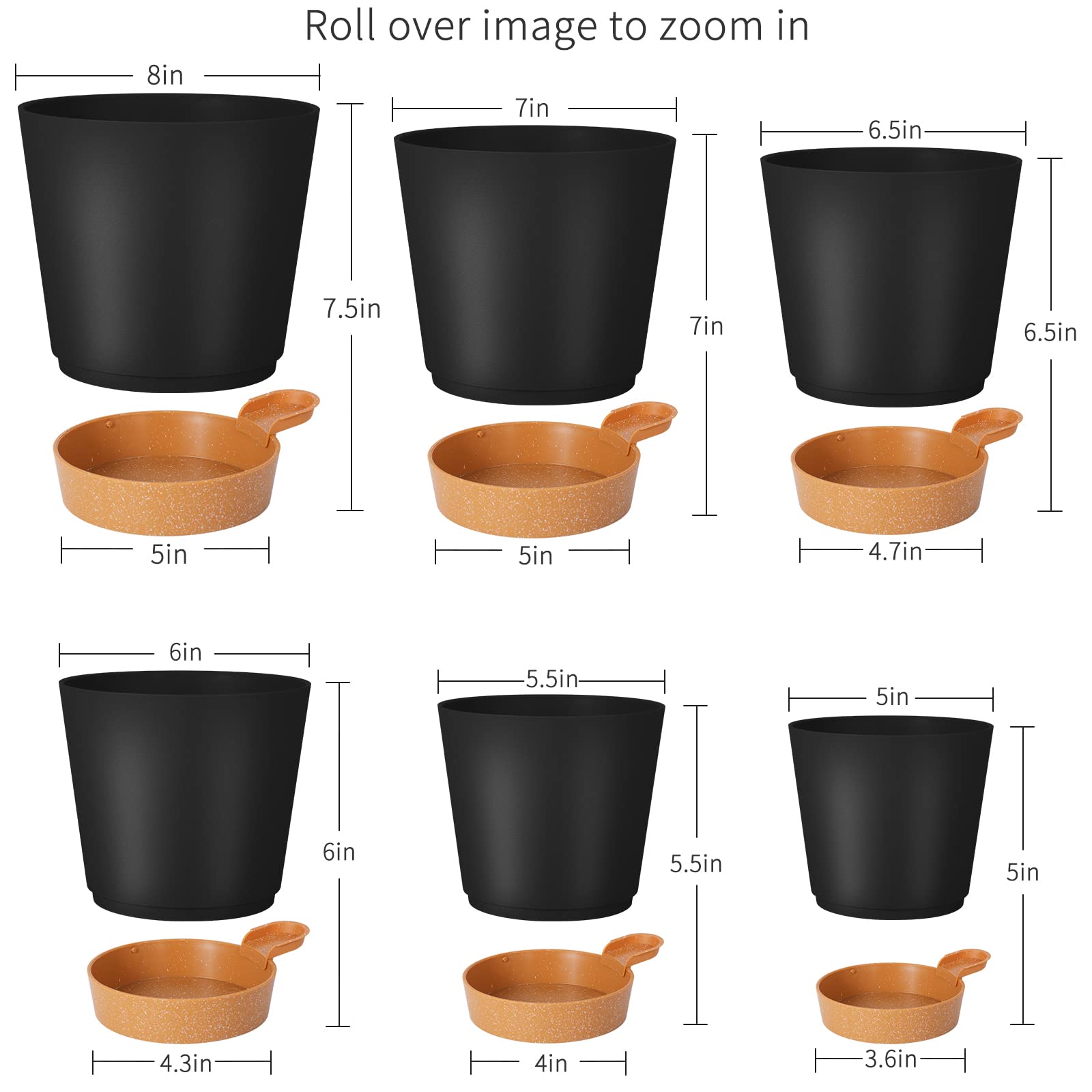 GARDIFE self-watering pot 6-5-inch with drainage and clear water level
