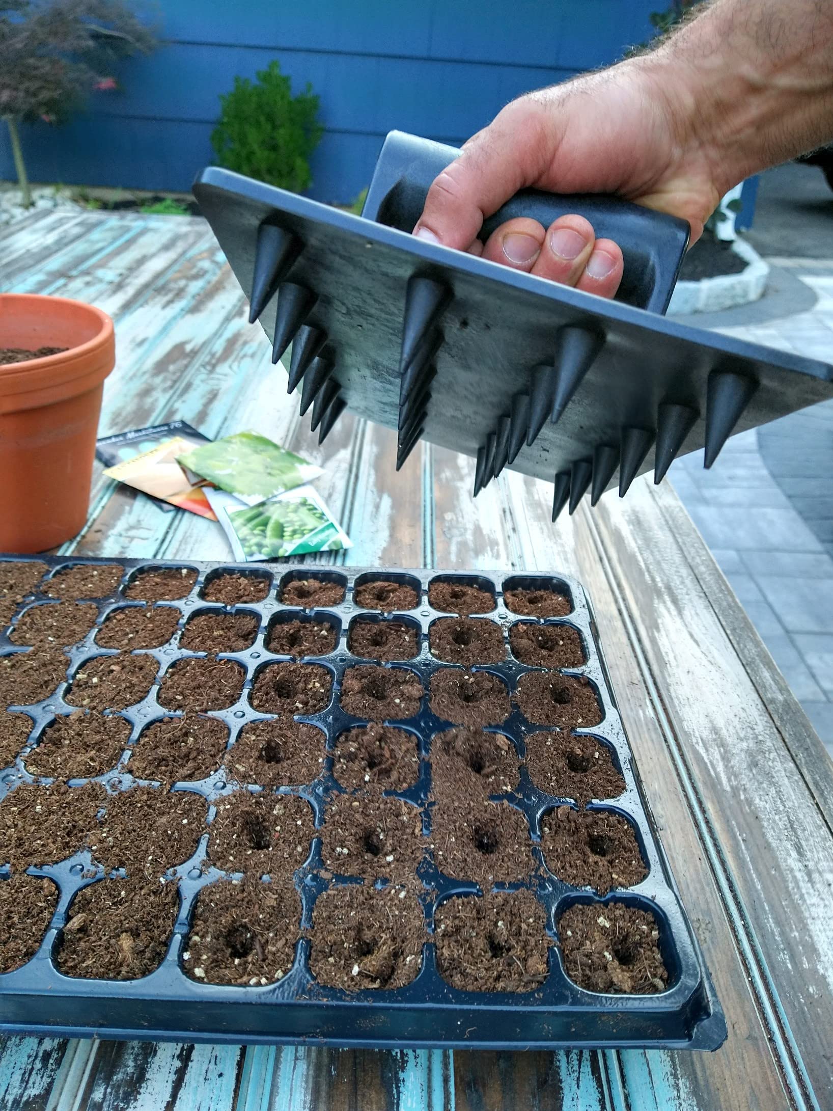 Gardinnovations 24-Hole Soil Digger creates precise planting holes in seed trays