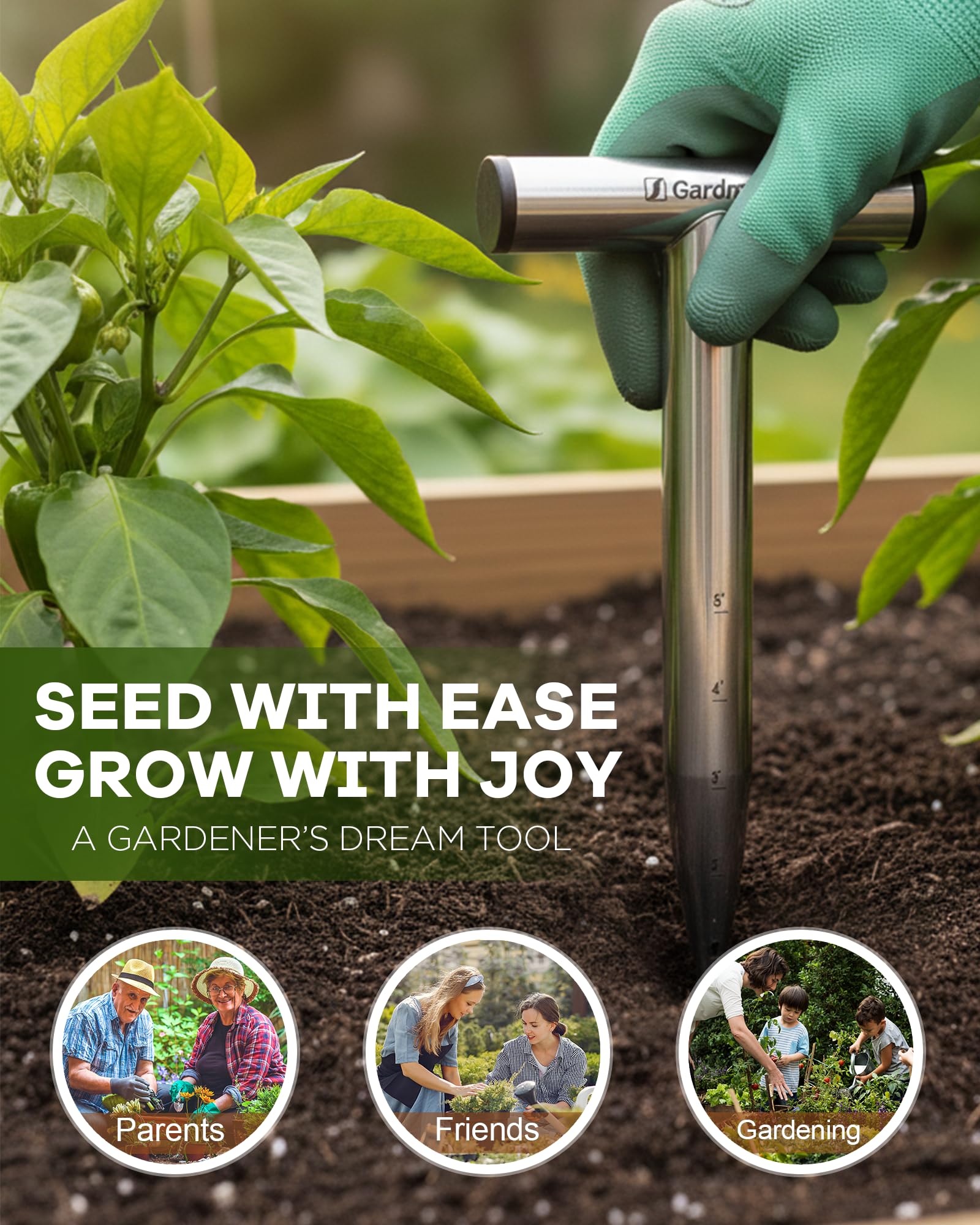 Gardmate durable dibber designed for use in clay soil and other tough conditions.