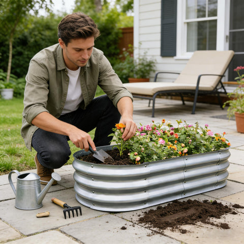 Garden bed placed on balcony example for urban gardening.