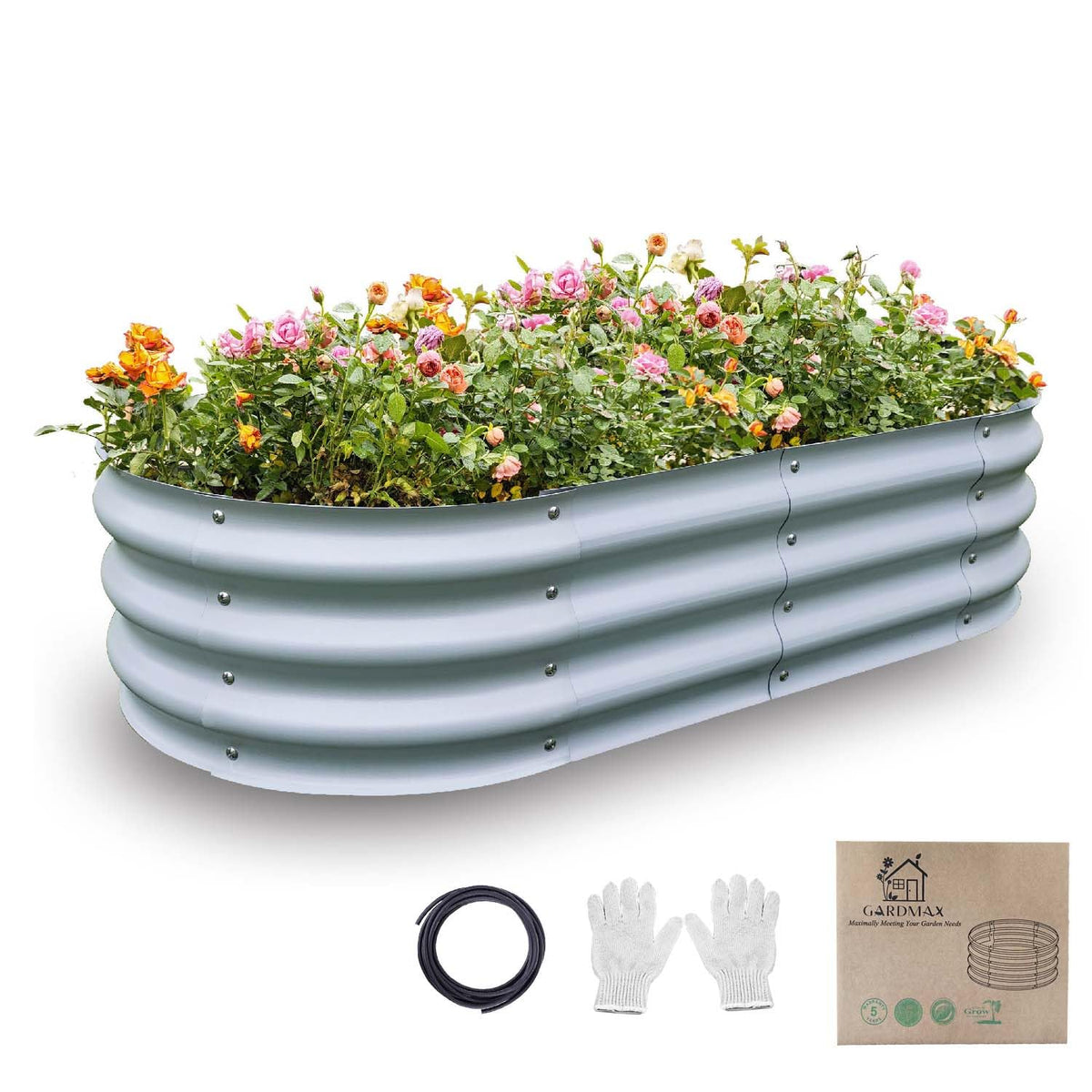 Gardmax galvanized raised garden bed outdoors showing sturdy construction and weather resistance.