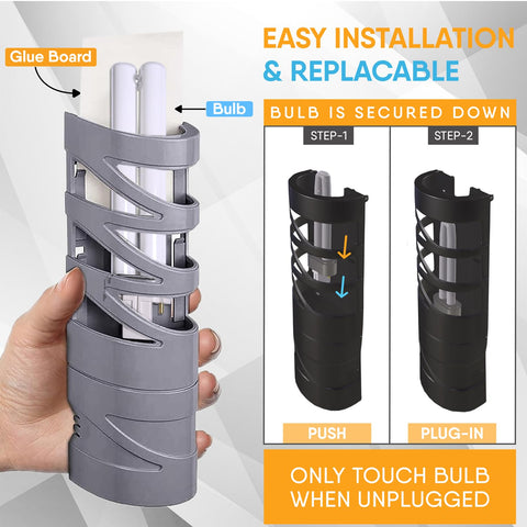 Non-zapper design provides steady indoor pest attraction without shocks.