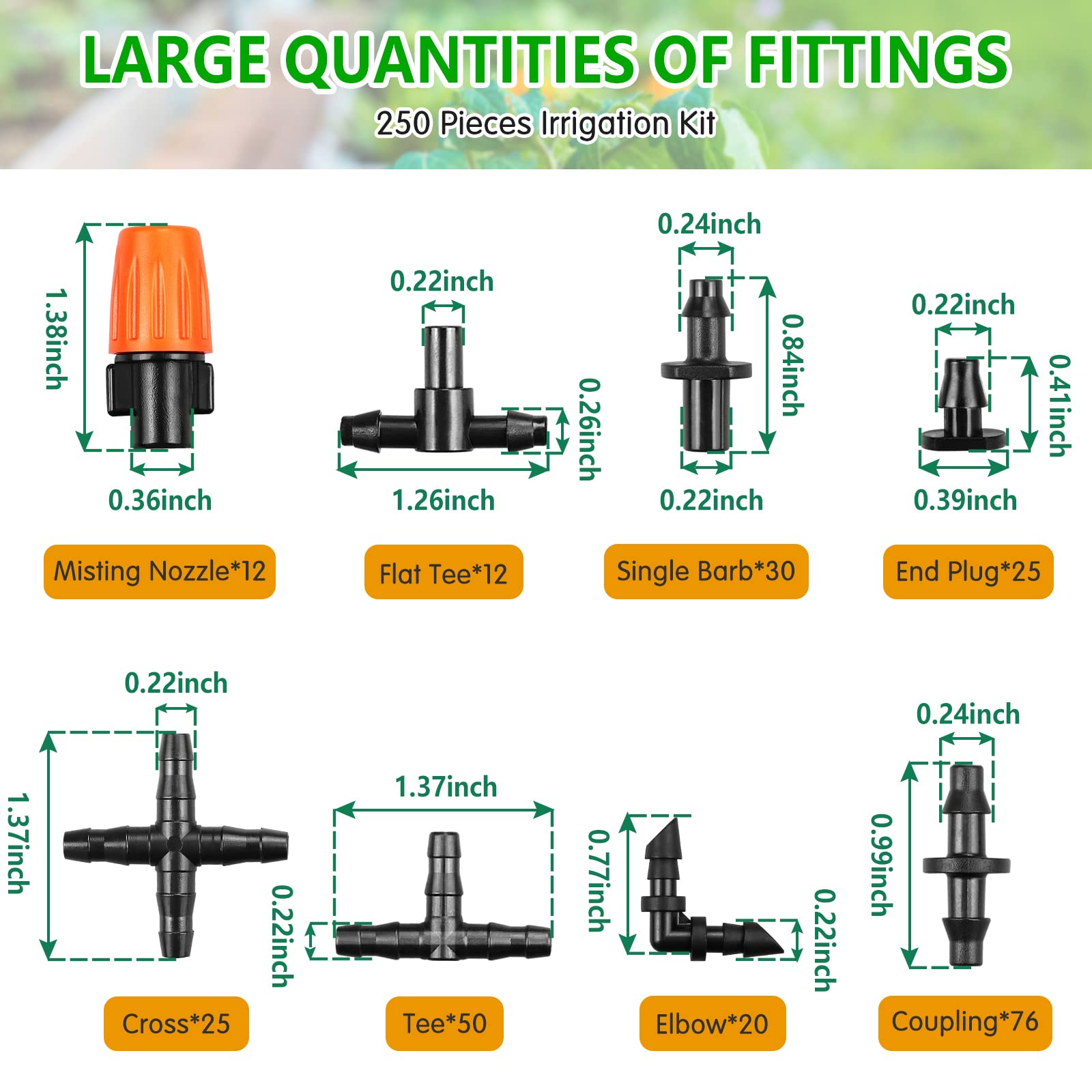 Gardrip 1/4-inch barbed connectors for reliable leak-free connections.