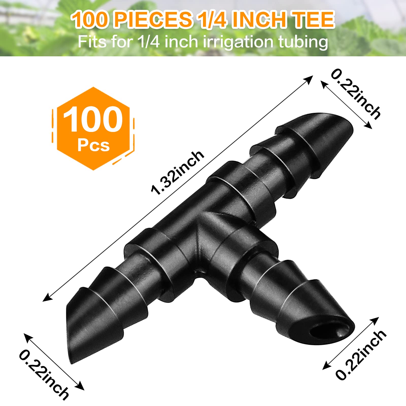 Gardrip 1-4 inch drip tubing tees for quick side connections