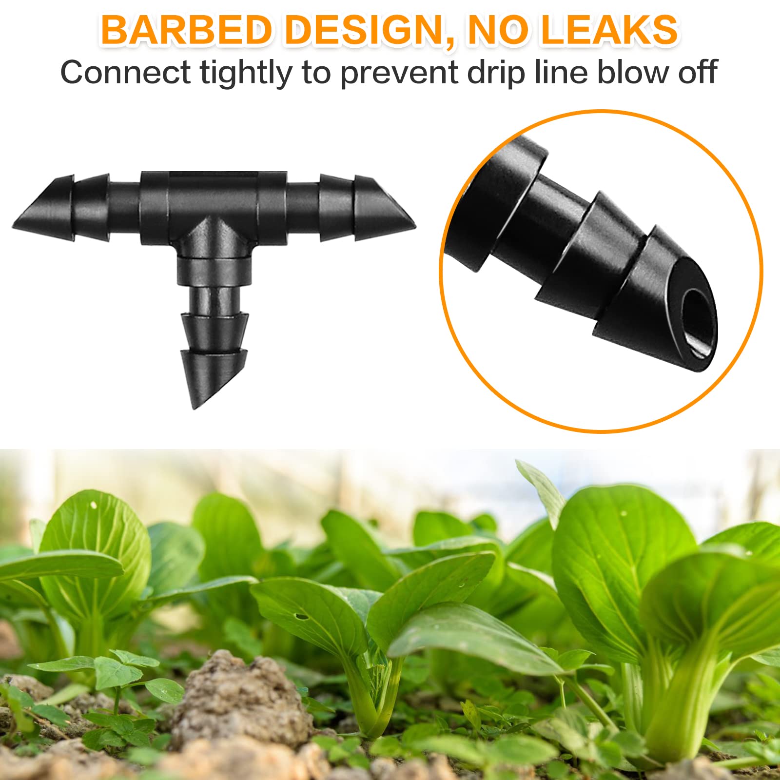 Gardrip durable plastic barbed tees provide long-lasting performance