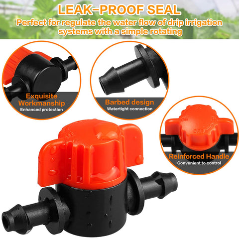 Gardrip easy-install valve with barbed ends for quick, secure setup.