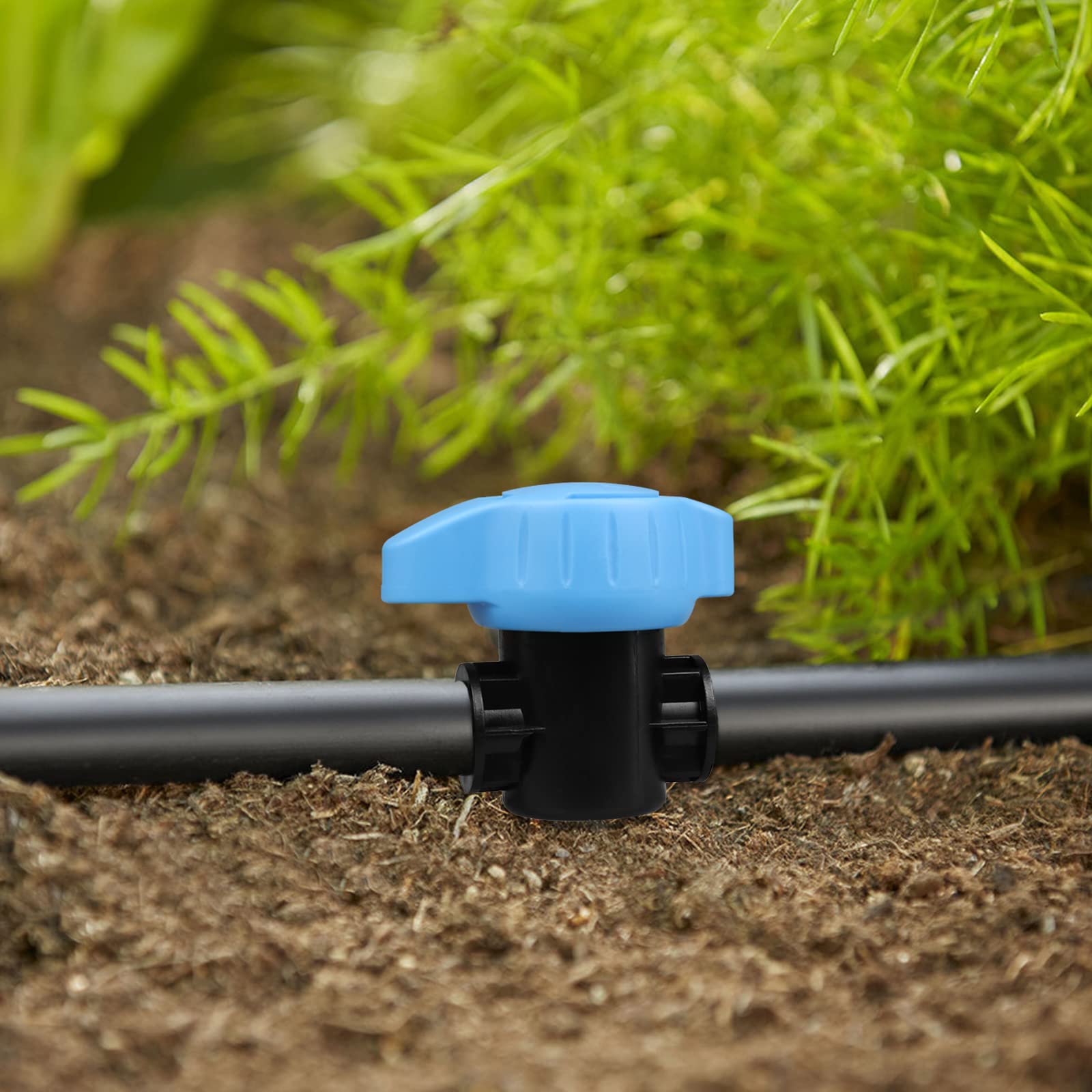 Gardrip half-inch tubing connection fits standard drip lines.