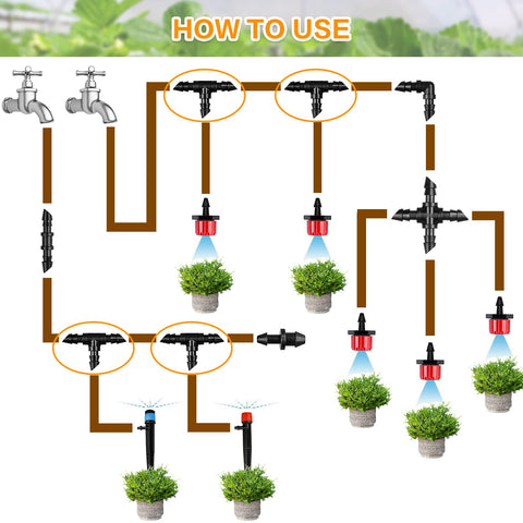 Gardrip universal 1-4 inch tees fit most drip tubing