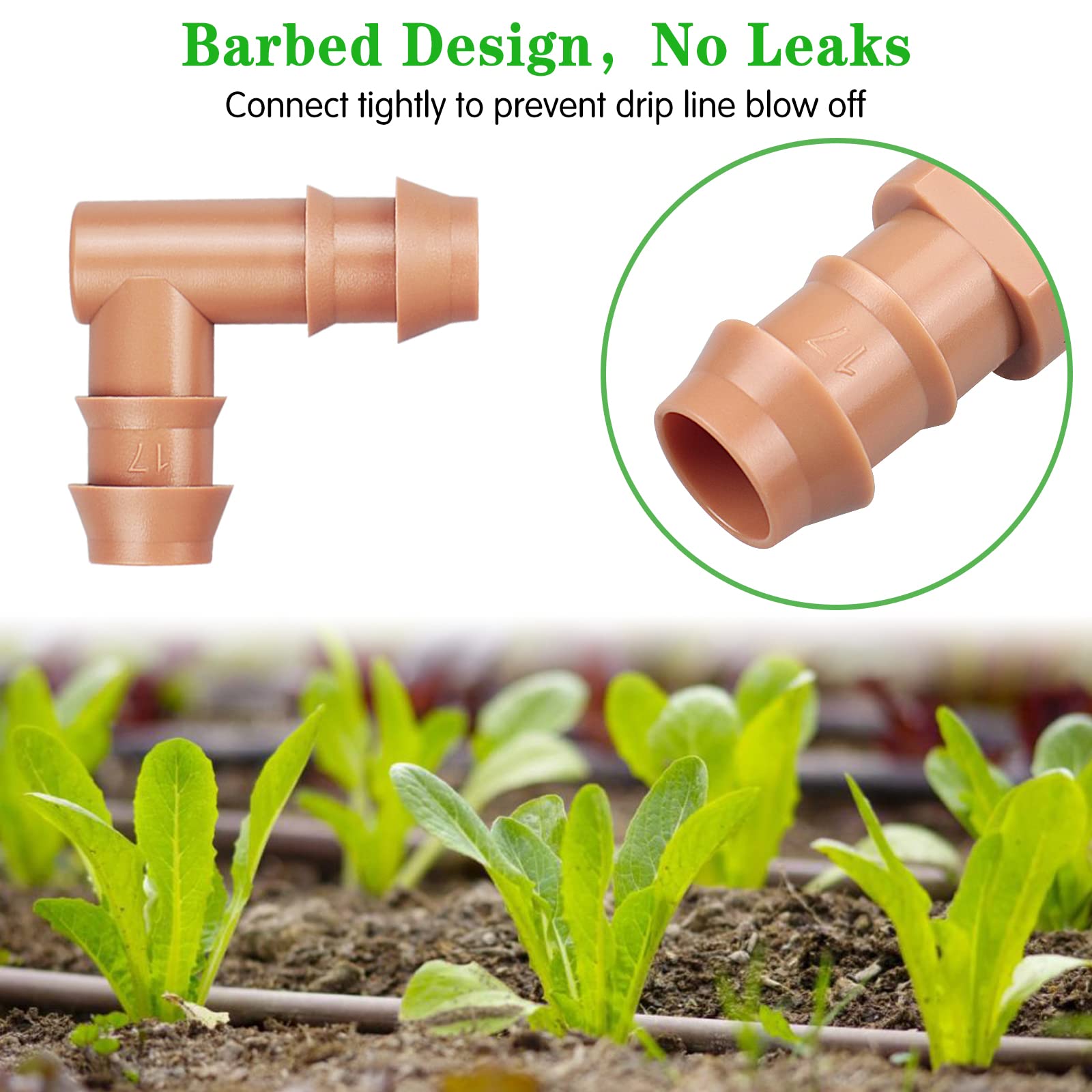 Gardrip UV-resistant elbow halfinch drip withstands sun for outdoor setups