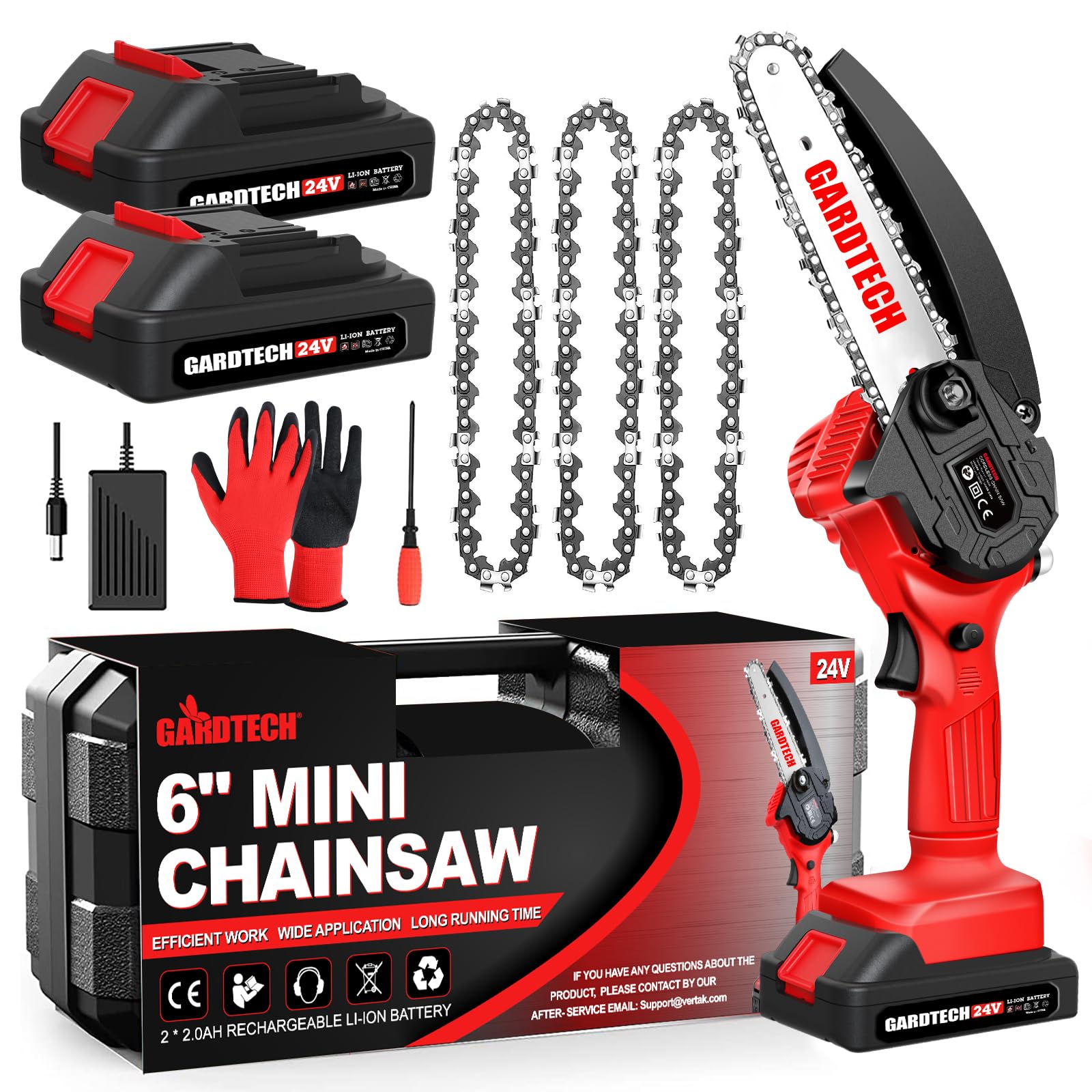 Gardtech Mini Chainsaw 6 Inch compact design for easy yard cuts.