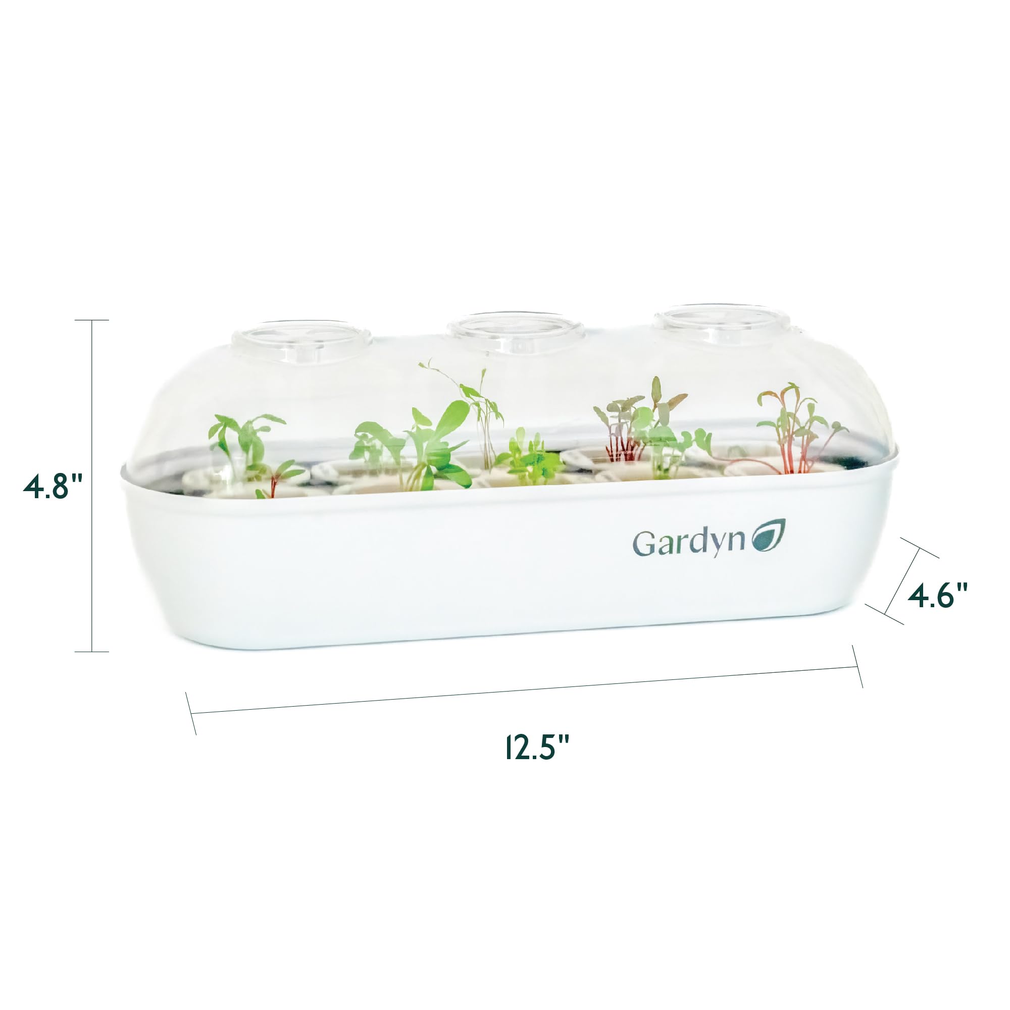 Gardyn vented germination lid creates stable humidity for quicker seed growth.