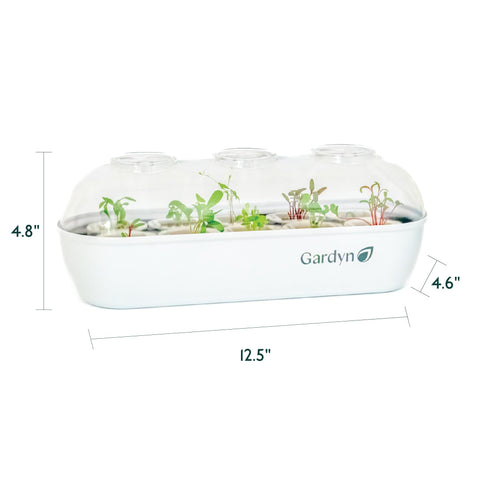 Gardyn vented germination lid creates stable humidity for quicker seed growth.