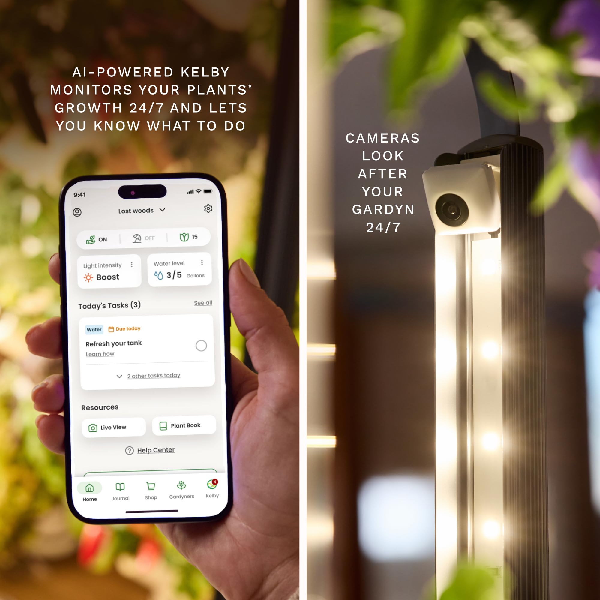 Gardyn Home 4 sunrise and sunset modes mimic natural light cycles
