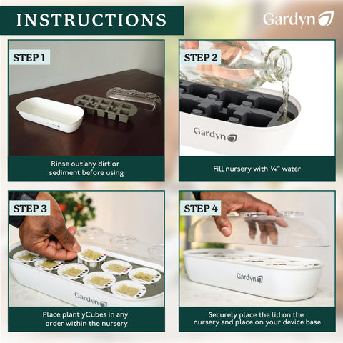 Gardyn tray with dimensions 12.5 by 4.6 by 4.8 inches fits slim spaces.