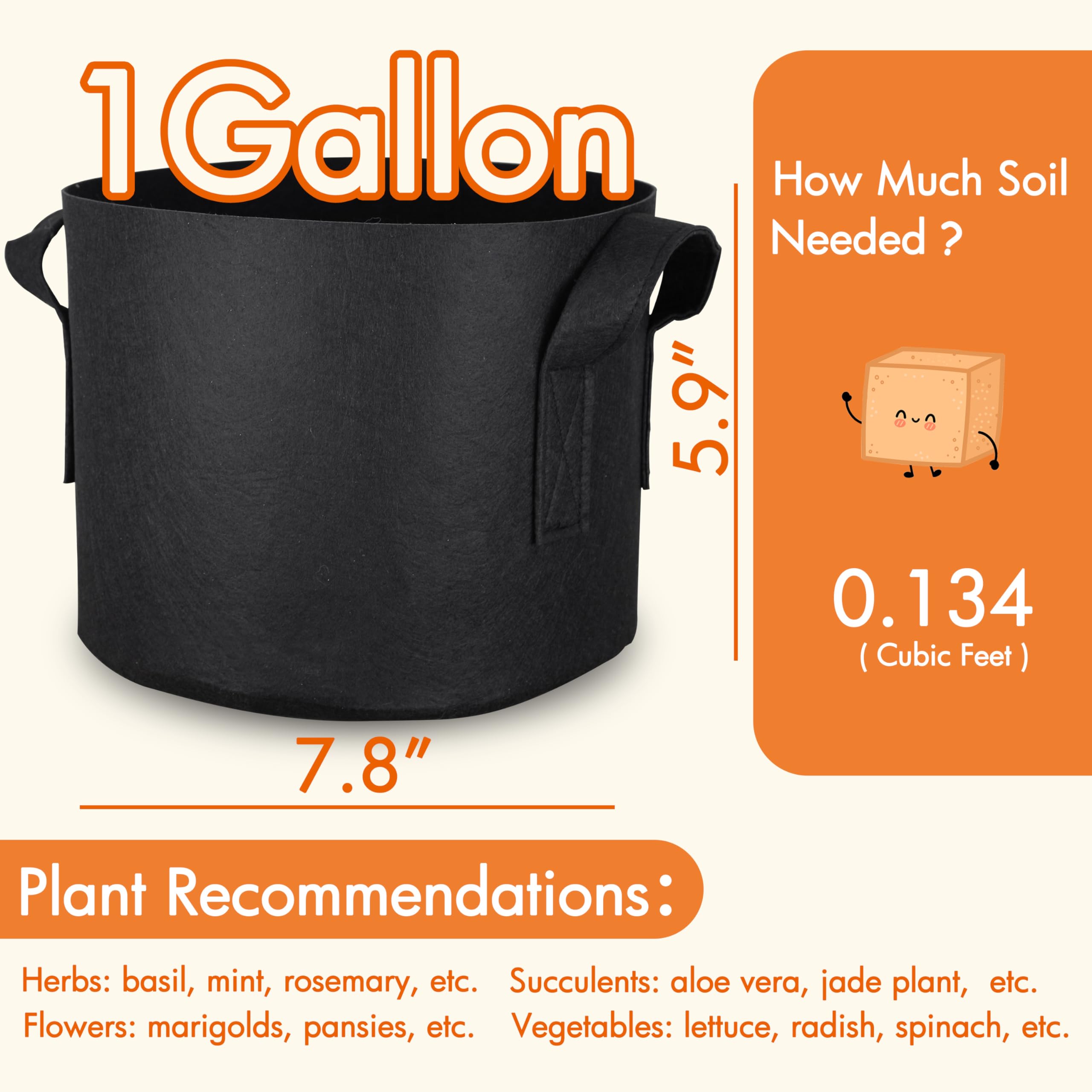 Gardzen 1-gallon grow bags empty top view highlighting simple design.