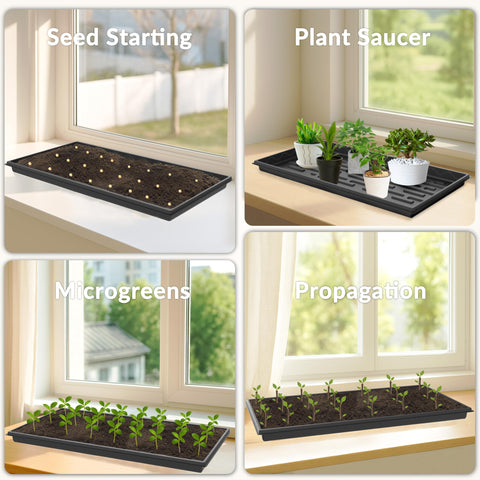 Gardzen 1020 trays dimensions 21x11 inches support bulk seed starting.