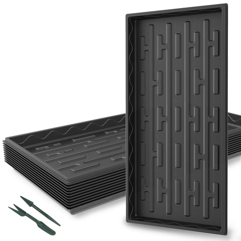 Gardzen 1020 growing trays stackable design saves space on greenhouse shelves.
