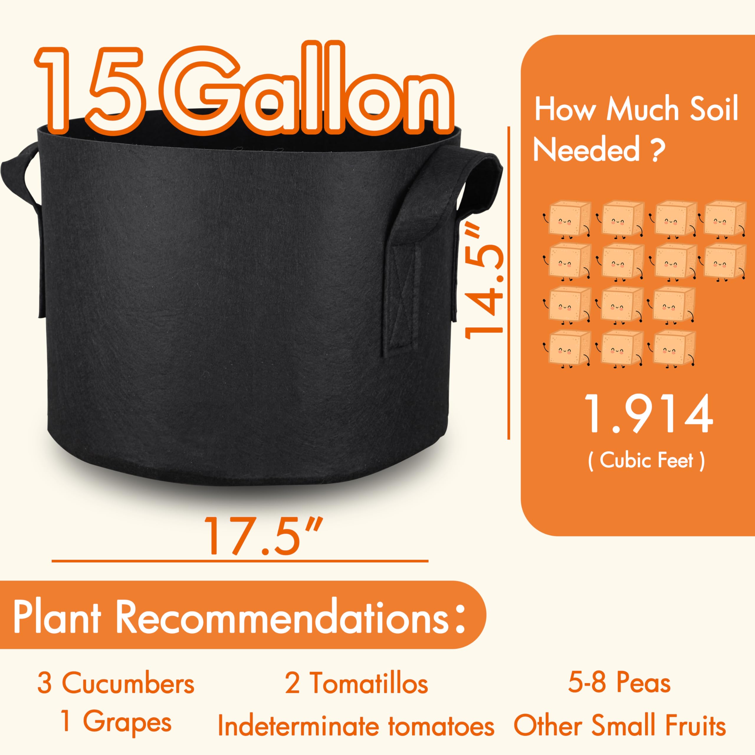 Gardzen grow bag with reinforced handles for easy transport and heavy soil.