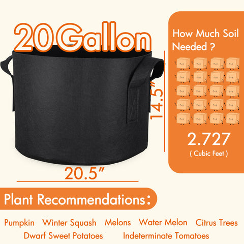 Gardzen 20-gallon grow bag with reinforced handles for easy transport.