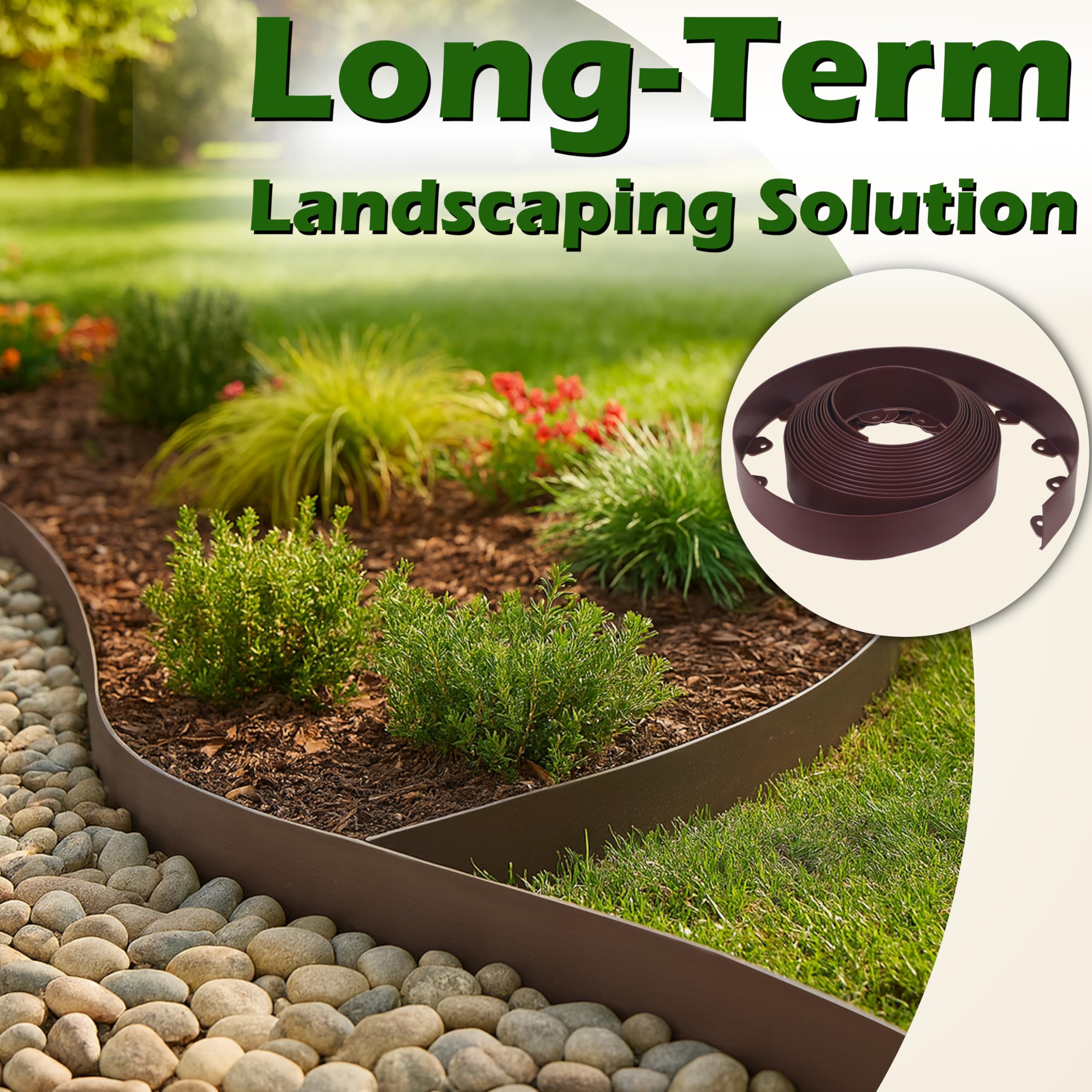 Gardzen 3-inch-tall brown edging close-up showing height and color