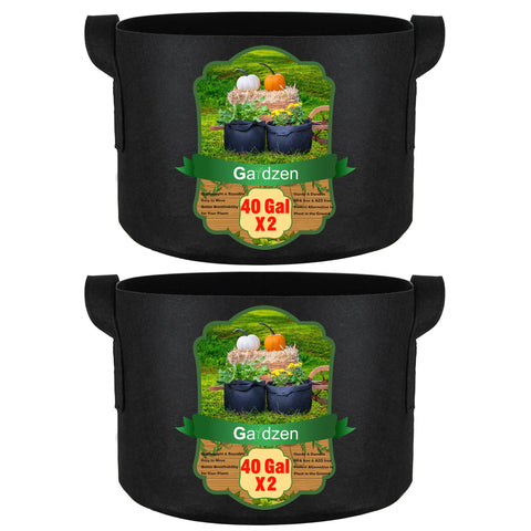 Gardzen 40-gallon grow bag in patio setup highlighting large capacity for container gardening.