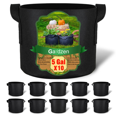Gardzen 5-gallon grow bag with handles for easy transport and placement.