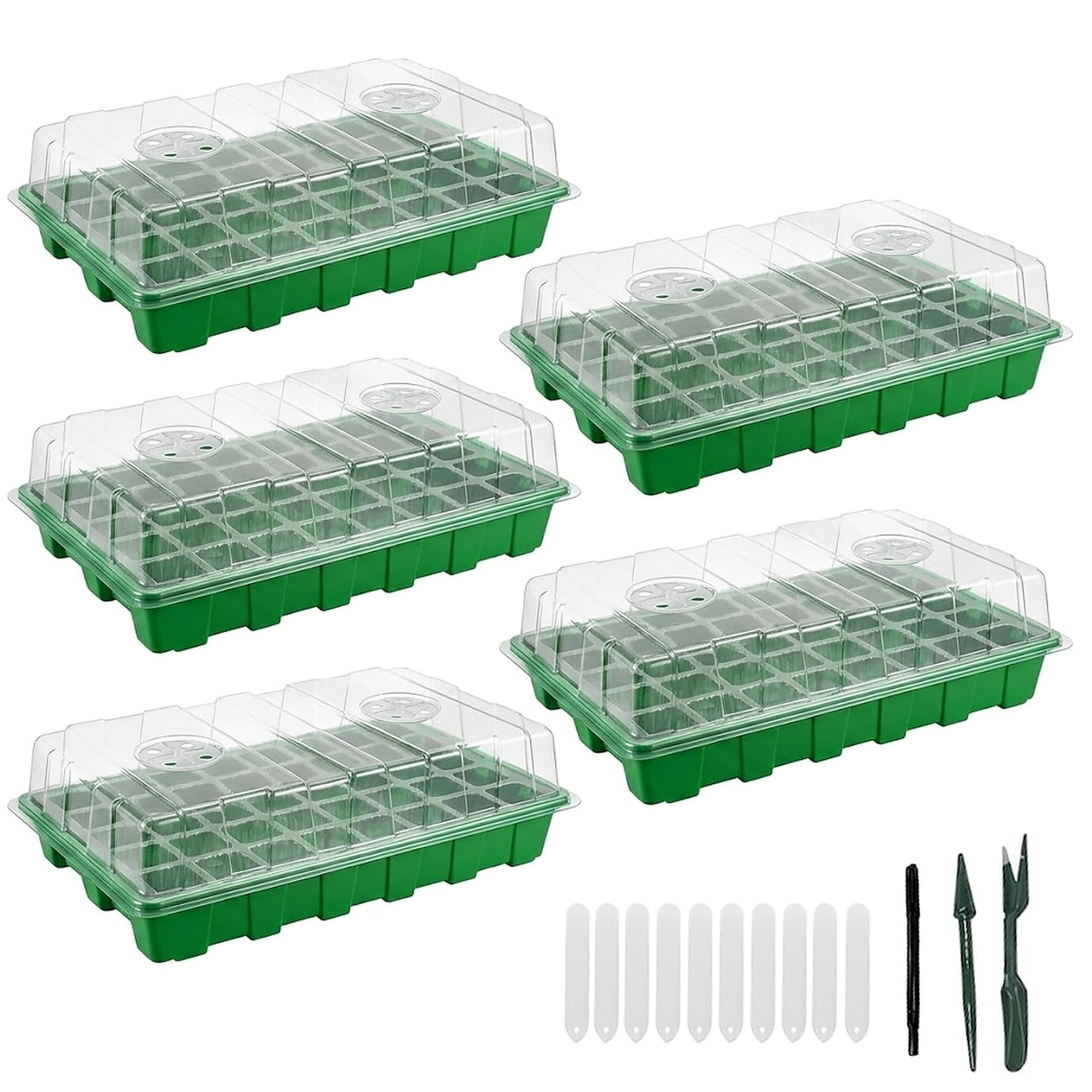 Gardzen 5-pack seed starter trays with 40 cells for organized seed starting.