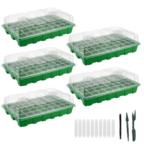 Gardzen 5-pack seed starter trays with 40 cells for organized seed starting.