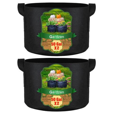Gardzen 50Gal grow bag aeration fabric promotes airflow for robust root growth.