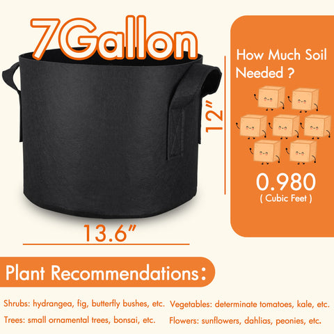 Gardzen 7-gallon grow bag side view shows robust construction and depth.