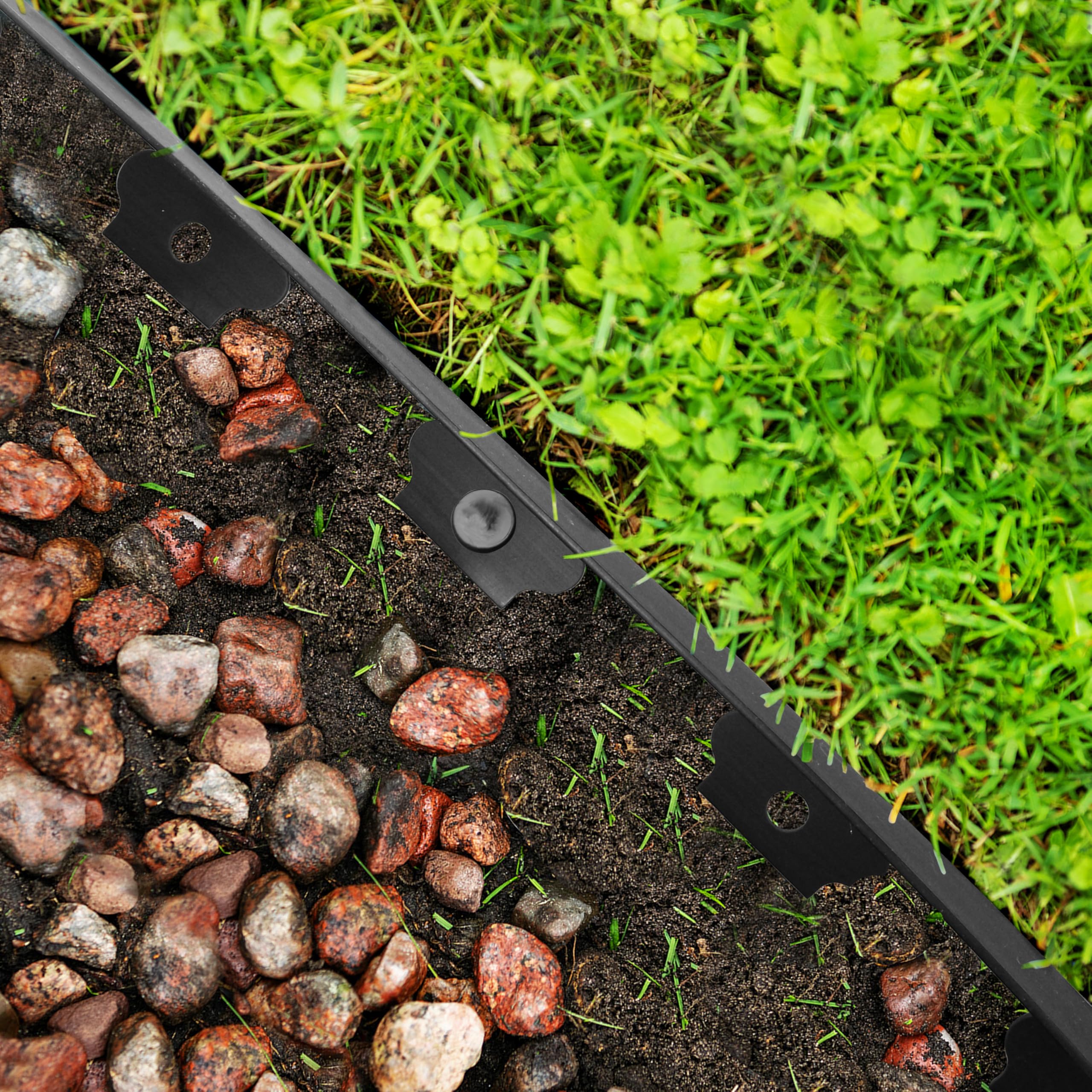 Gardzen border kit includes spikes to anchor curves securely.