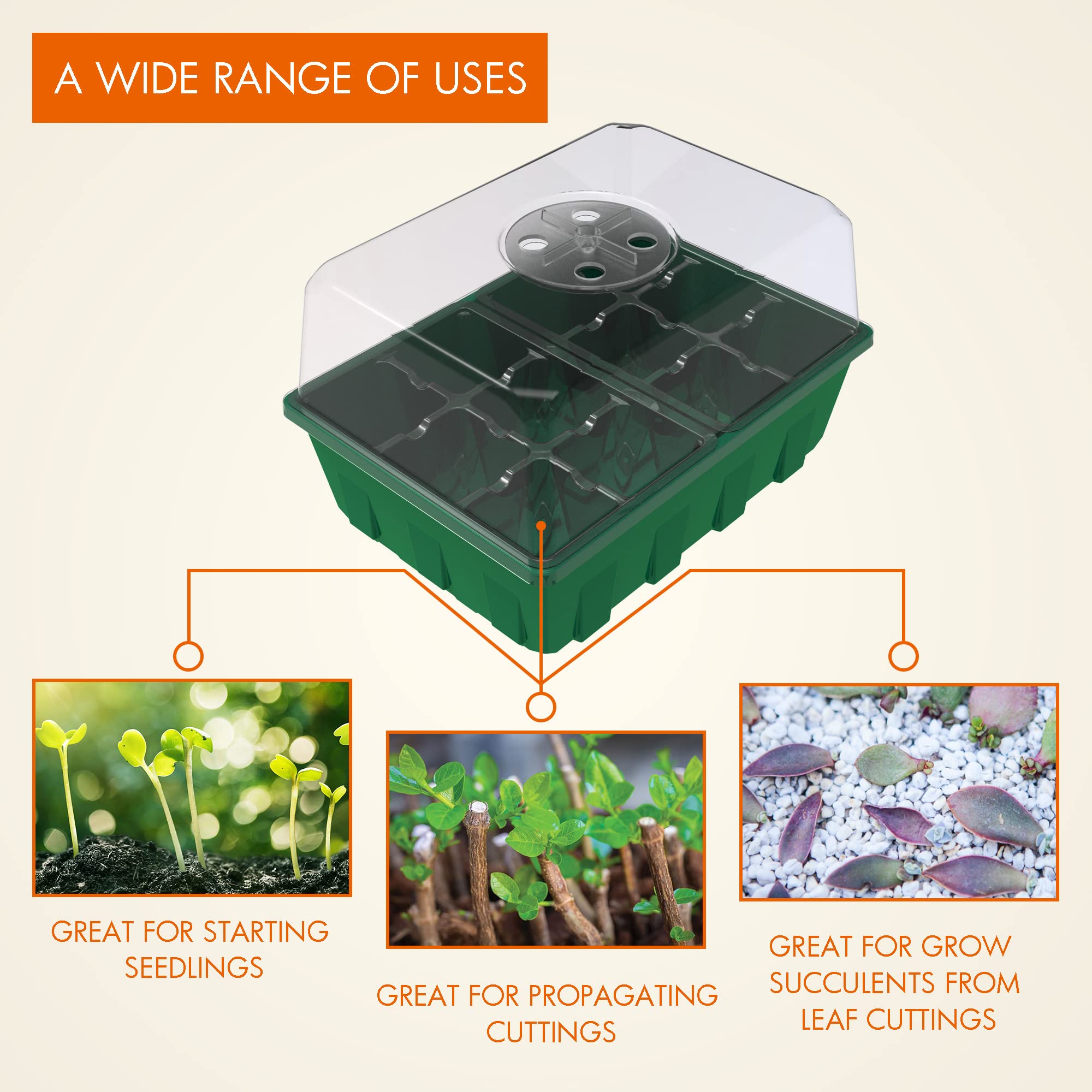Gardzen clear seed tray with dome for monitoring germination