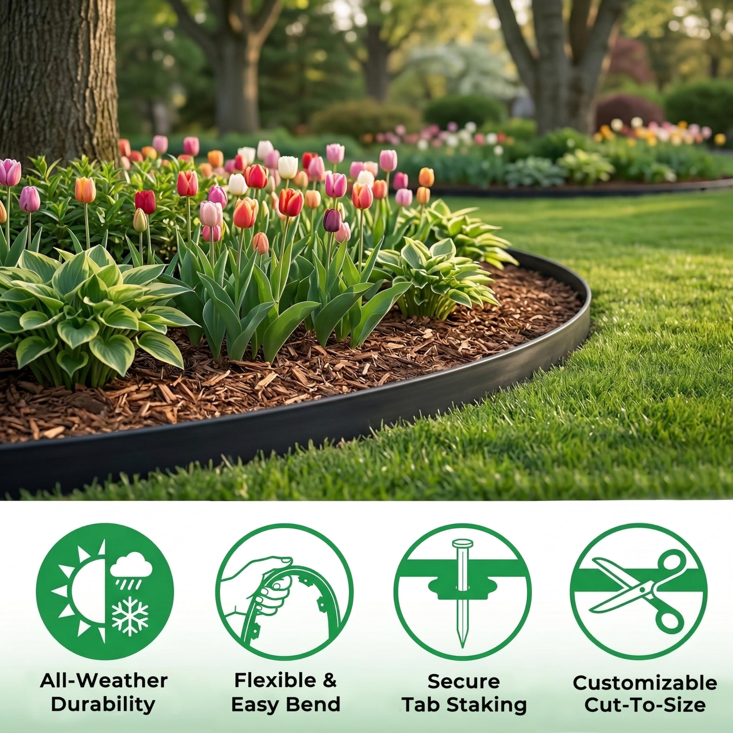 Gardzen three-pack edging provides ample length for large beds and curves
