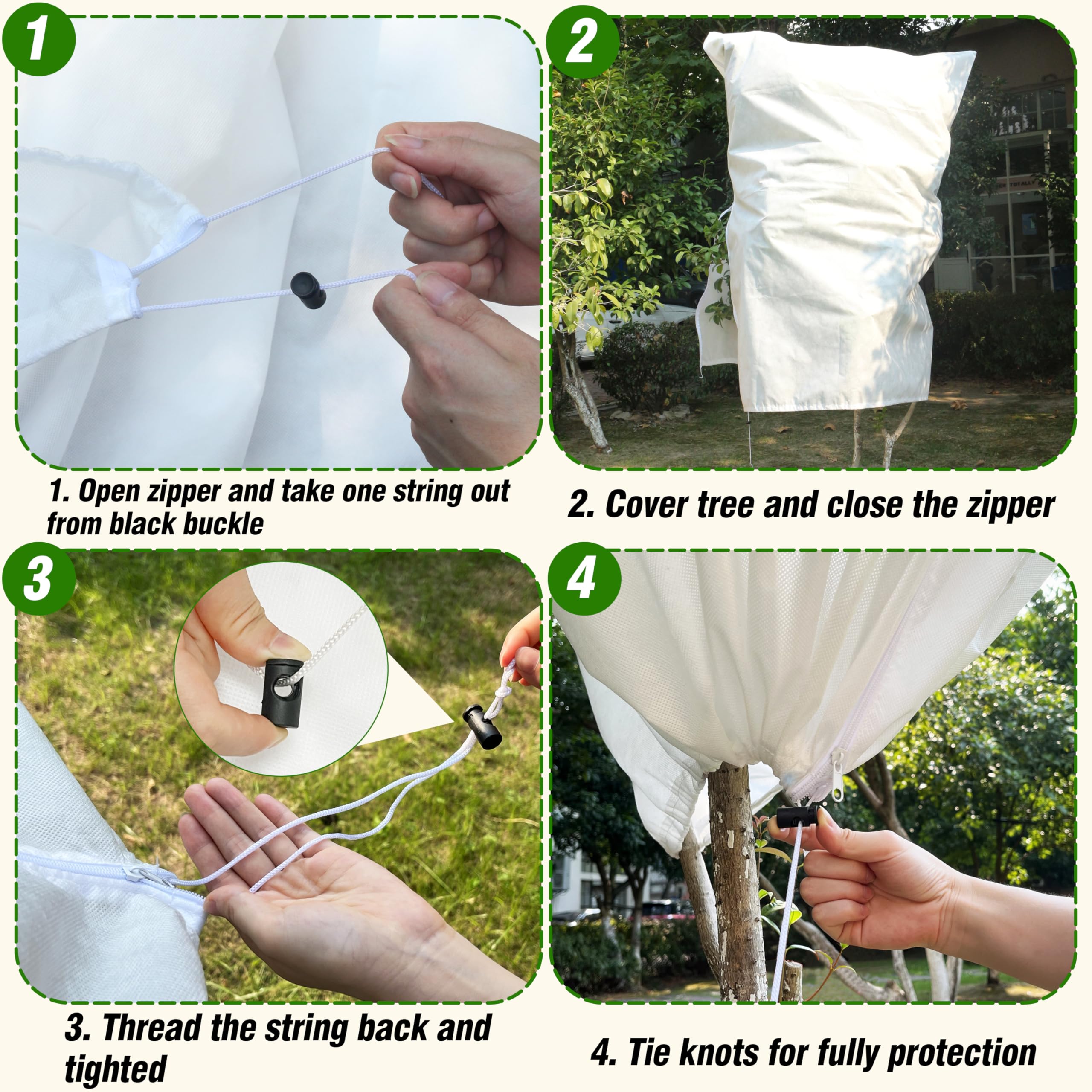 Gardzen plant cover showing easy drawstring closure for quick protection