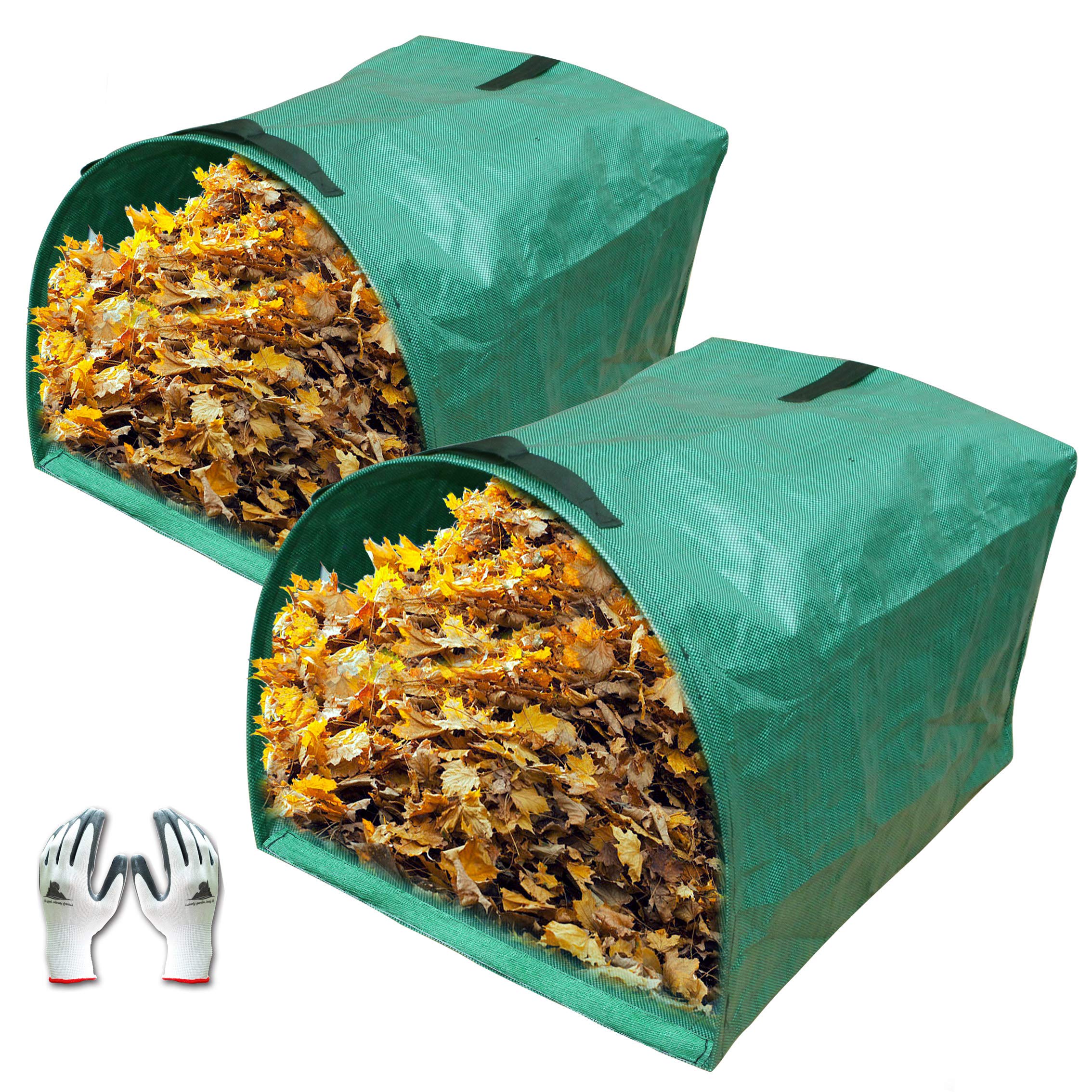 Gardzen dustpan-type yard waste bag ready for quick leaf and grass debris collection.