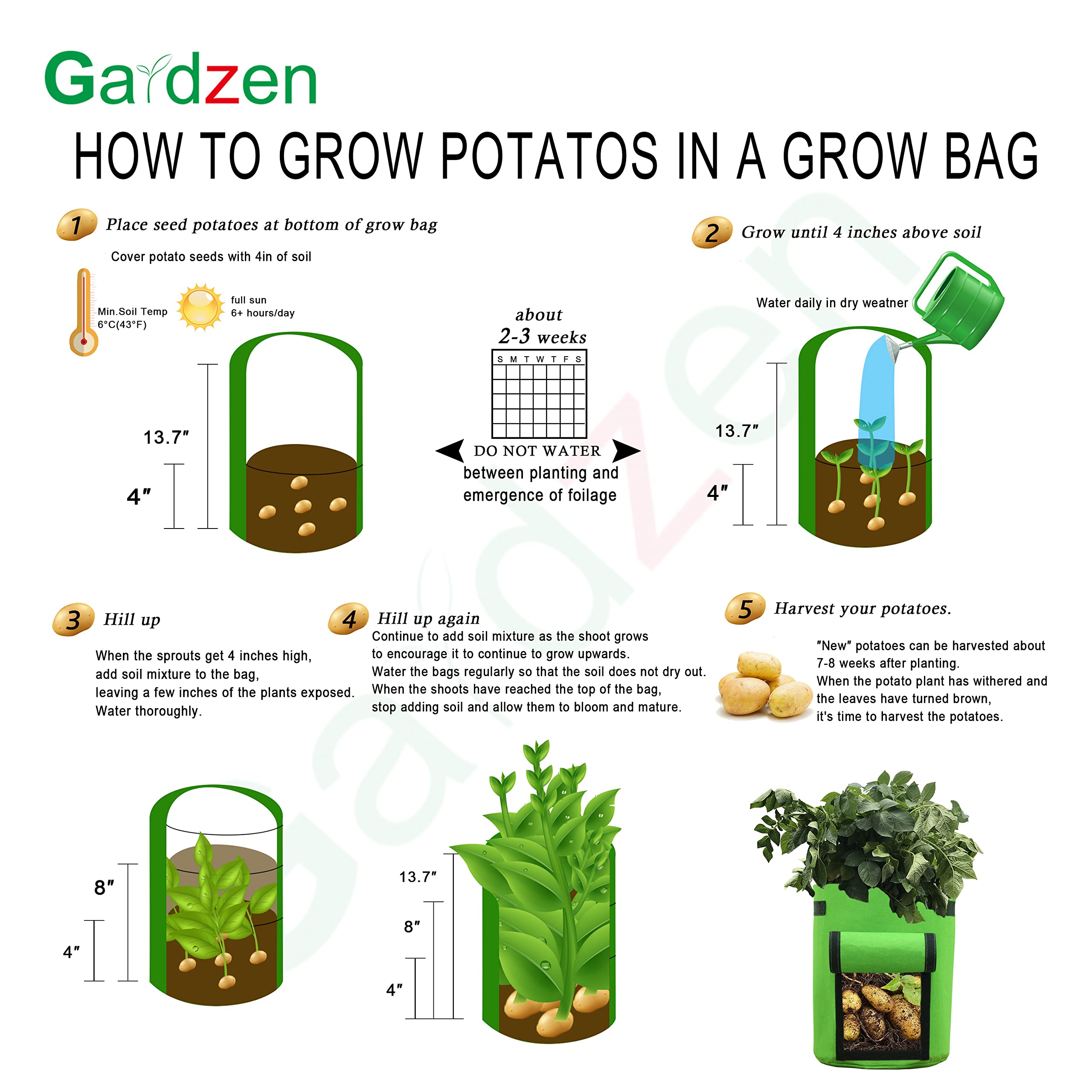 Gardzen grow bags fold flat for compact off-season storage.