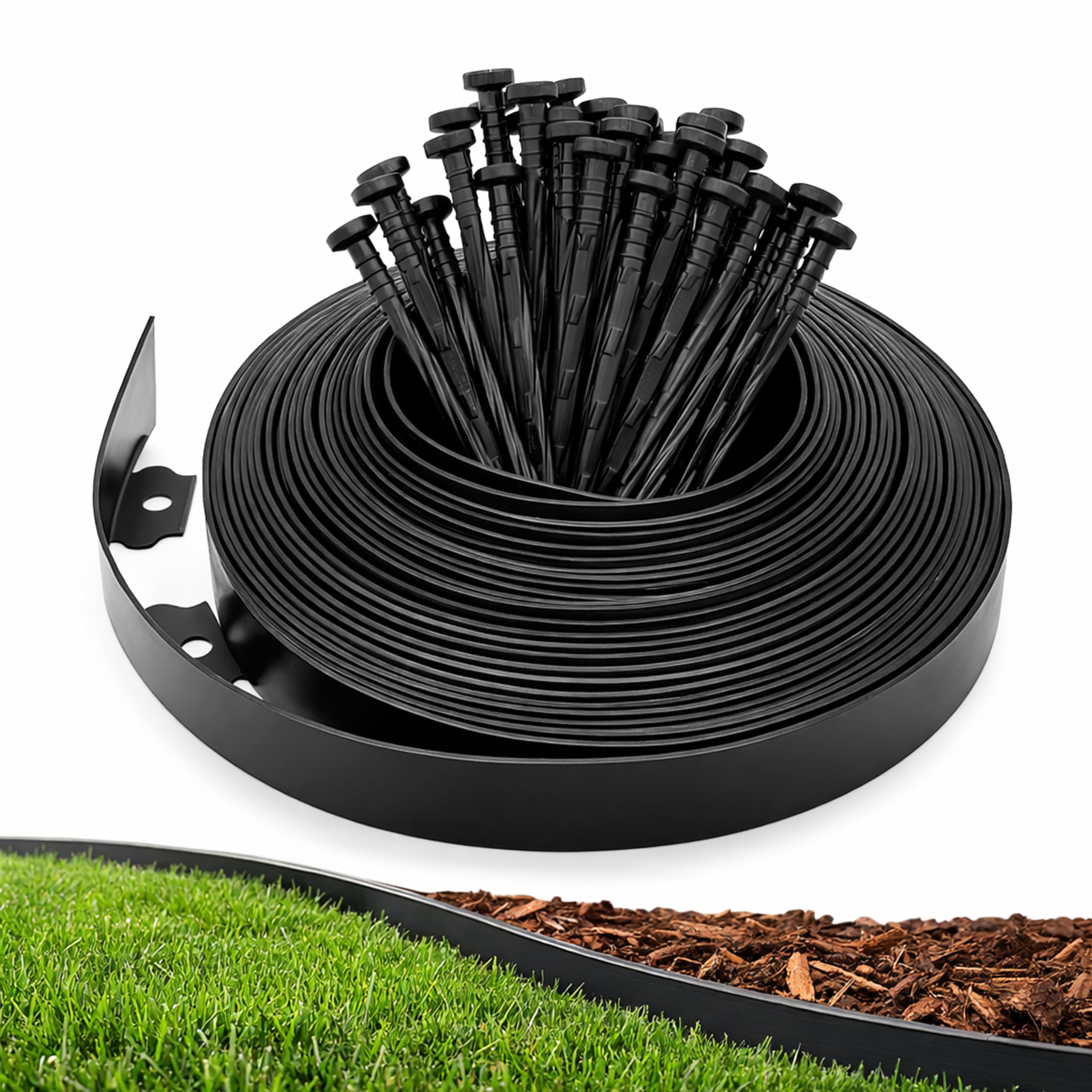 Gardzen edging kit with 1.5-inch border height defines garden beds clearly.