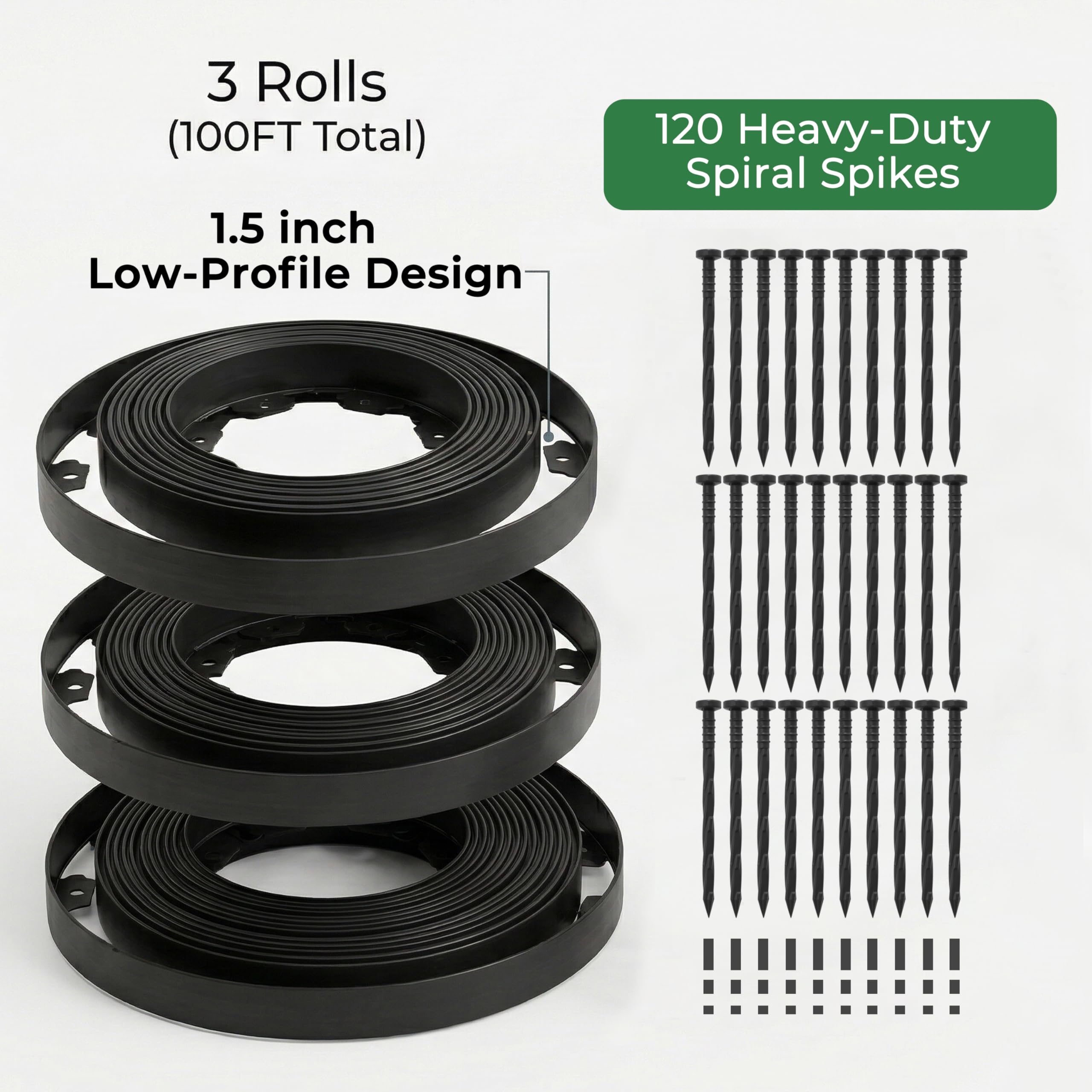 Gardzen kit includes 120 spiral staples to secure borders reliably