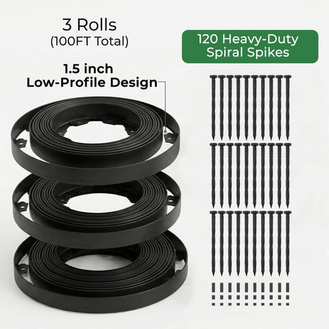 Gardzen kit includes 120 spiral staples to secure borders reliably
